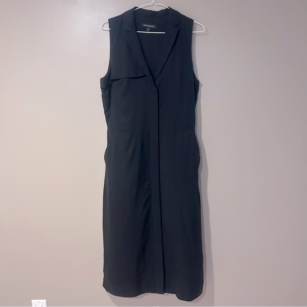 Maxi length button up tencel sleeveless collared dress